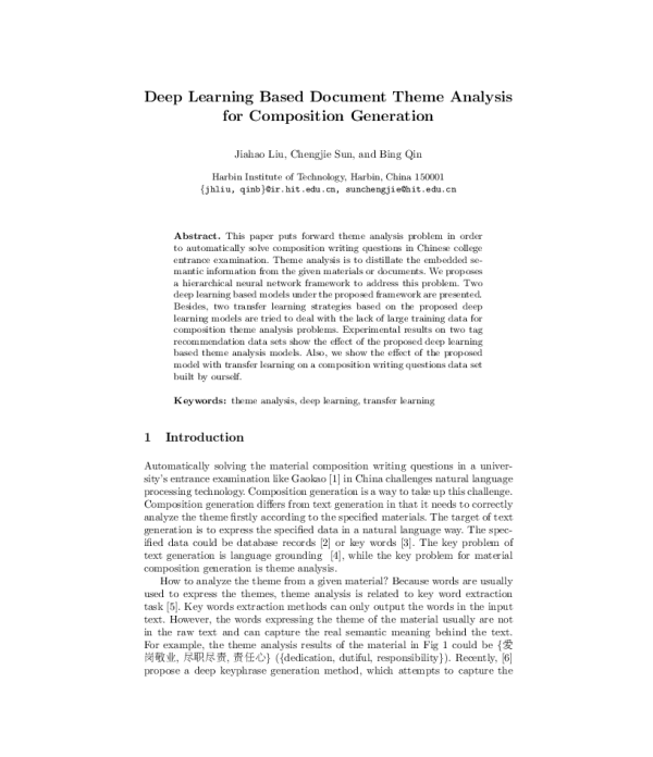 DeepLearningBasedDocumentThemeAnalysisforCompositionGeneration