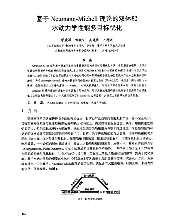 基于Neumann-Michell理论的双体船水动力学性能多目标优化