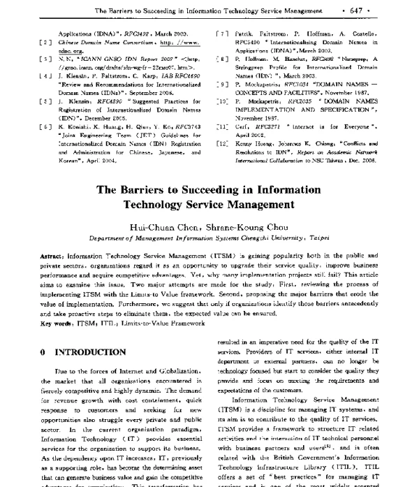TheBarrierstoSucceedinginInformationTechnologyServiceManagement
