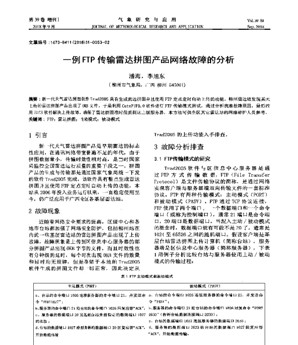 一例FTP传输雷达拼图产品网络故障的分析