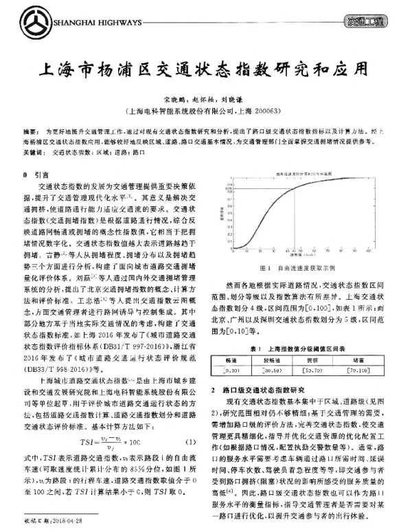 上海市杨浦区交通状态指数研究和应用