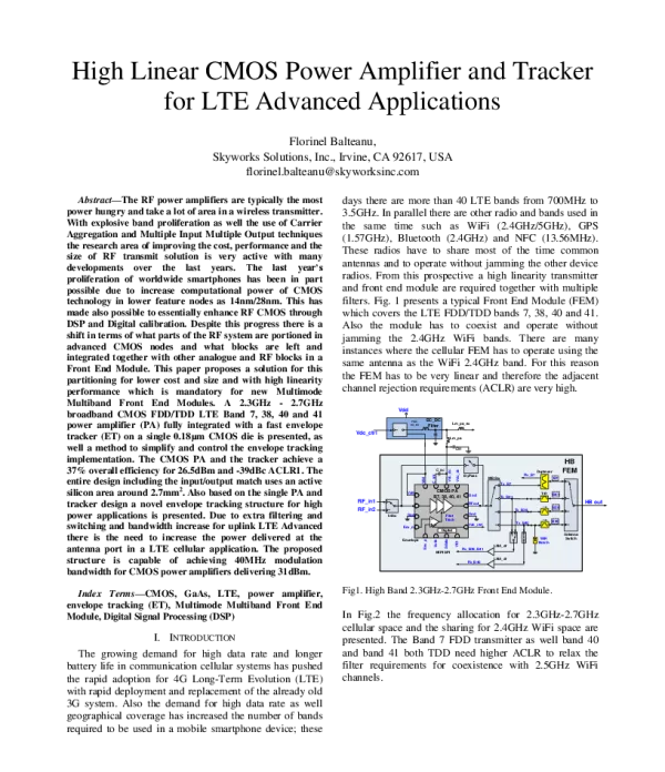 HighLinearCMOSPowerAmplifierandTrackerforLTEAdvancedApplications