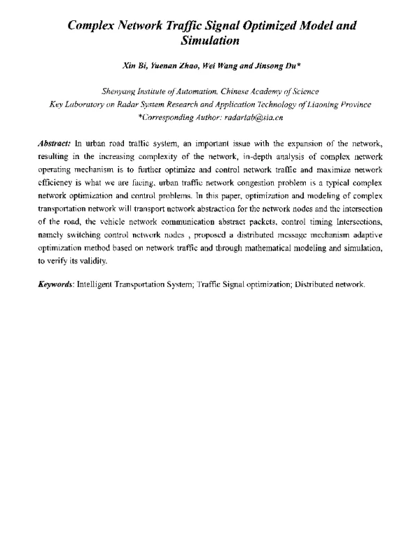 ComplexNetworkTrafficSignalOptimizedModelandSimulation