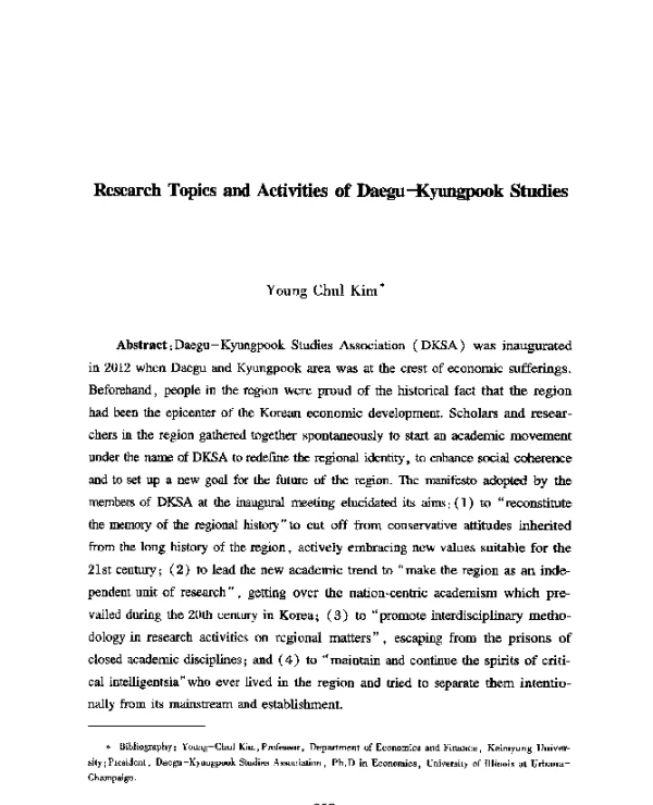 ResearchTopicsandActivitiesofDaegu-KyungpookStudies