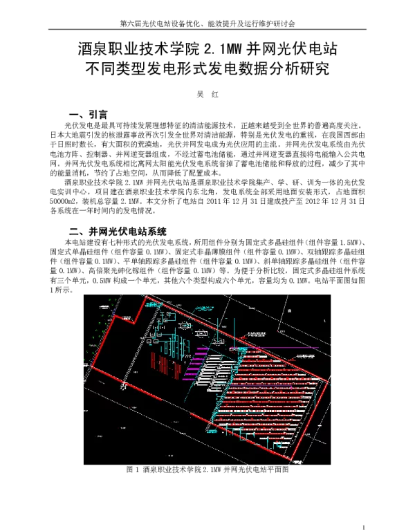 酒泉职业技术学院2.1MW并网光伏电站不同类型发电形式发电数据分析研究