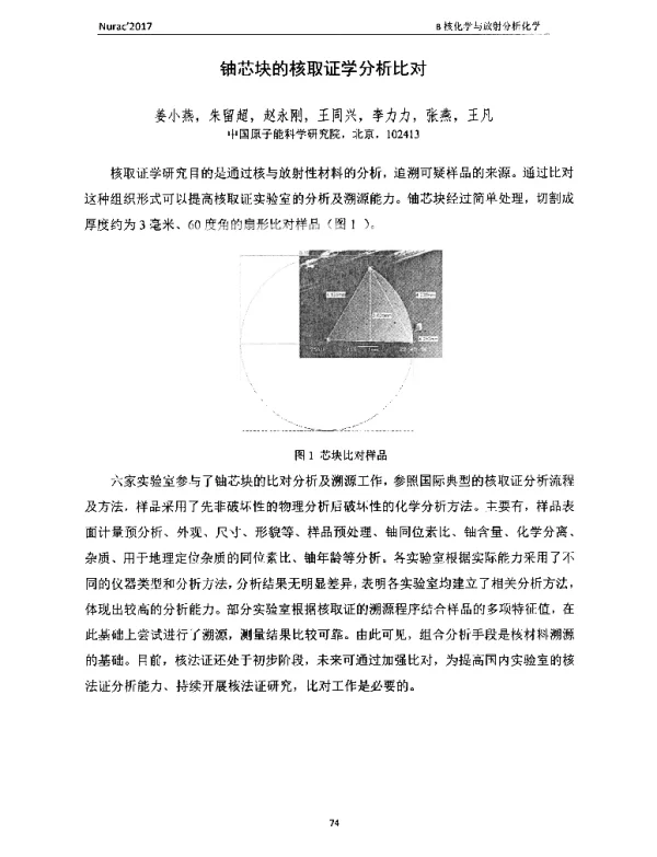 铀芯块的核取证学分析比对