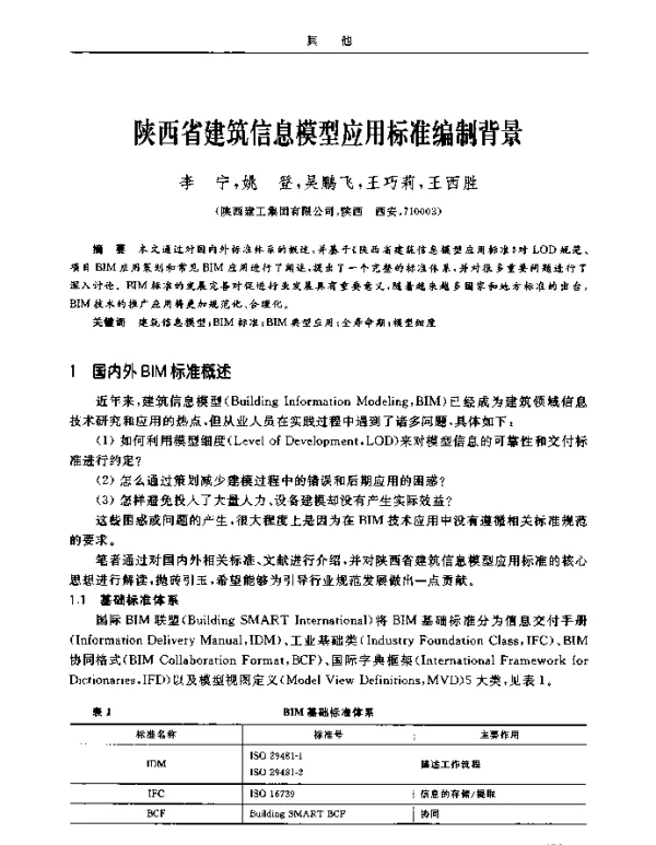 陕西省建筑信息模型应用标准编制背景
