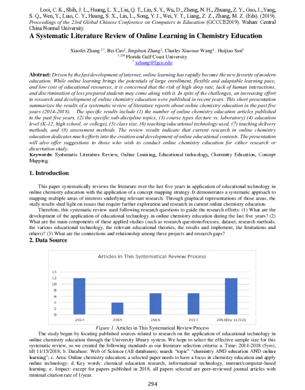 ASystematicLiteratureReviewofOnlineLearninginChemistryEducation