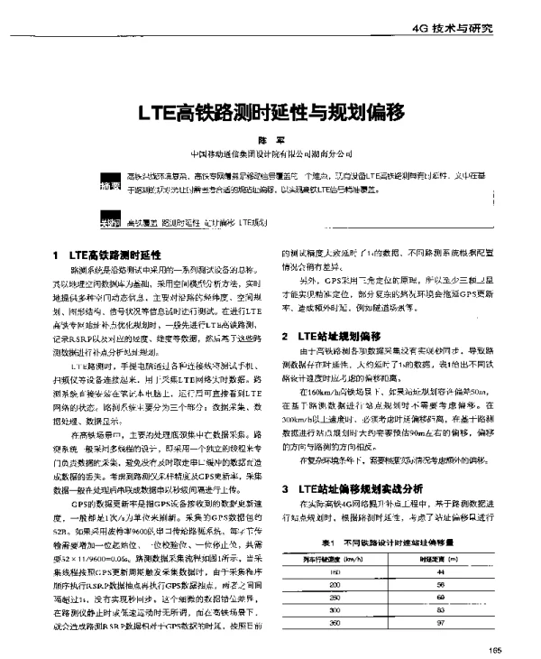 LTE高铁路测时延性与规划偏移
