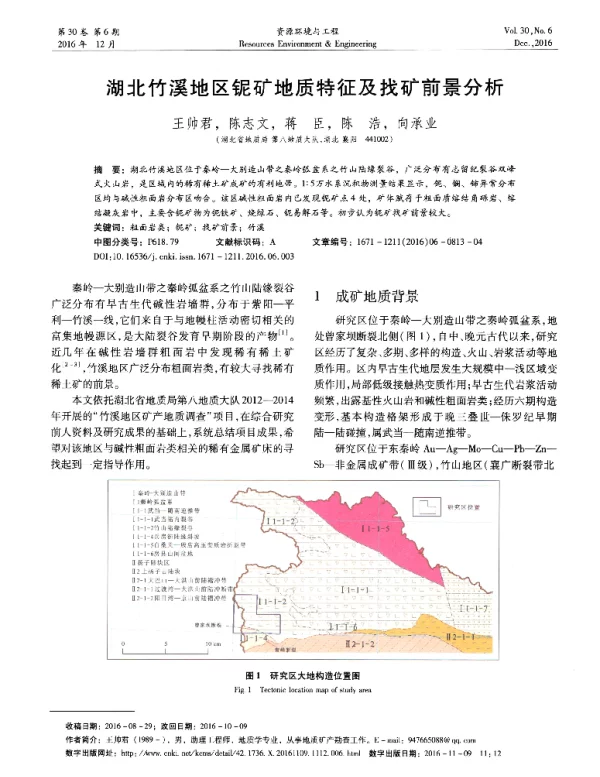 湖北竹溪地区铌矿地质特征及找矿前景分析