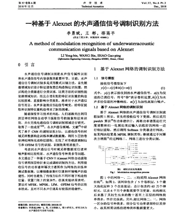 一种基于Alexnet的水声通信信号调制识别方法