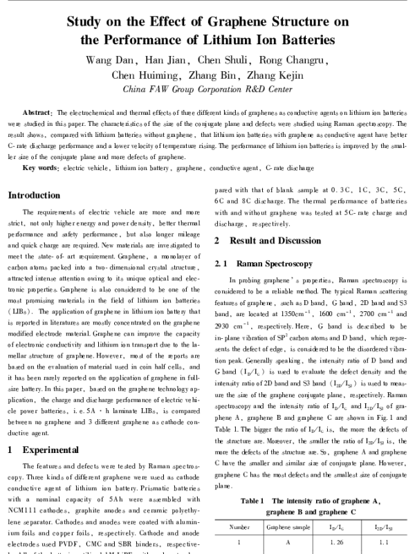 StudyontheEffectofGrapheneStructureonthePerformanceofLithiumIonBatteries