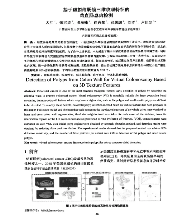 基于虚拟结肠镜三维纹理特征的结直肠息肉检测