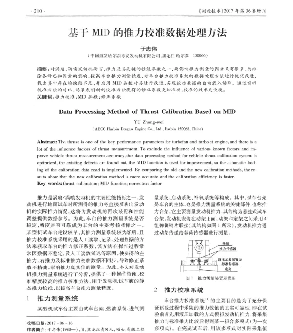 基于MID的推力校准数据处理方法