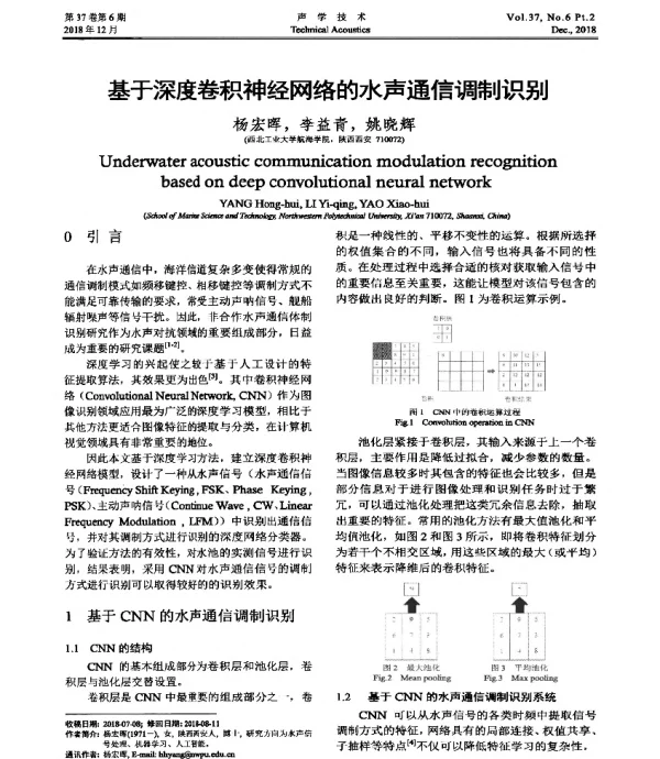 基于深度卷积神经网络的水声通信调制识别