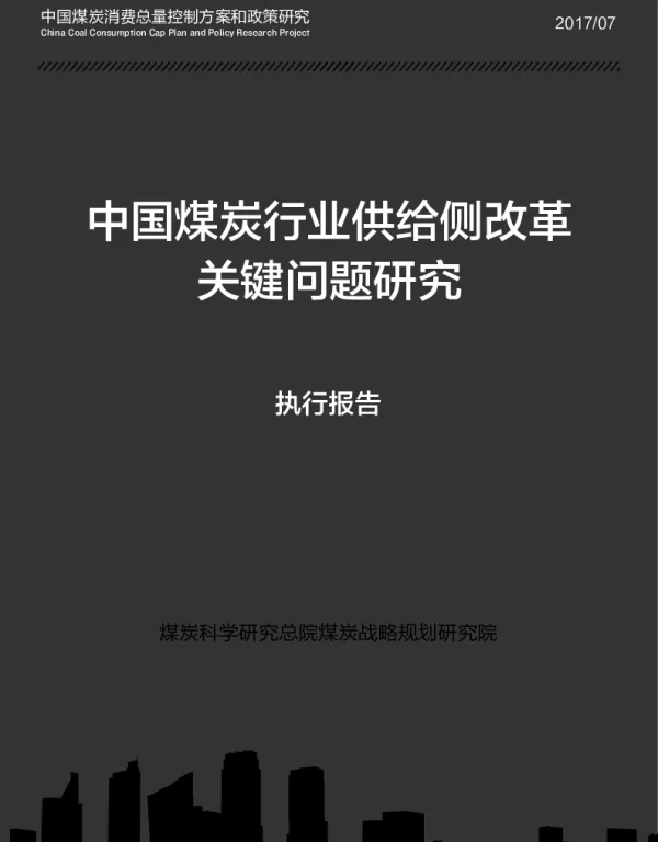 中国煤炭行业供给侧改革关键问题研究