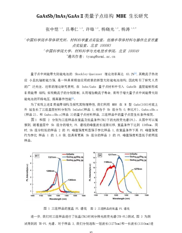 GaAsSbInAsGaAsⅡ类量子点结构MBE生长研究