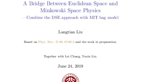 ABridgeBetweenEuclideanSpaceandMinkowskiSpacePhysics--CombinetheDSEapproachwithMITbagmodel
