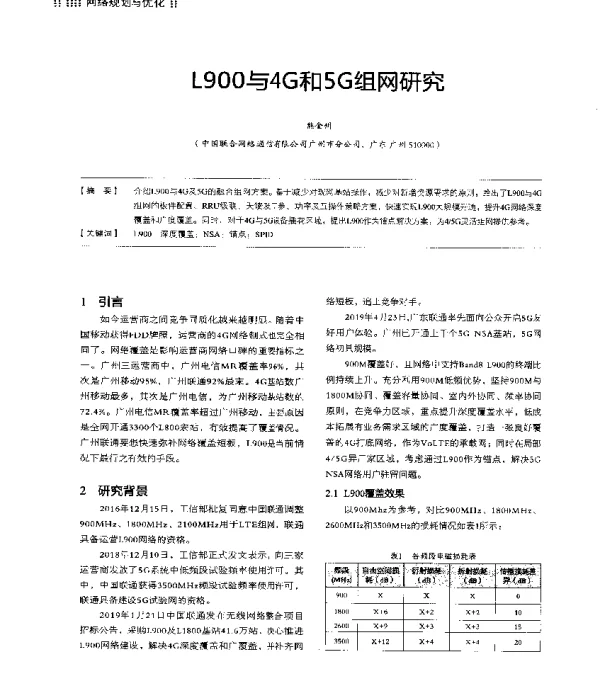 L900与4G和5G组网研究
