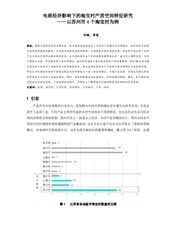电商经济影响下的淘宝村产居空间特征研究--以苏州市4个淘宝村为例