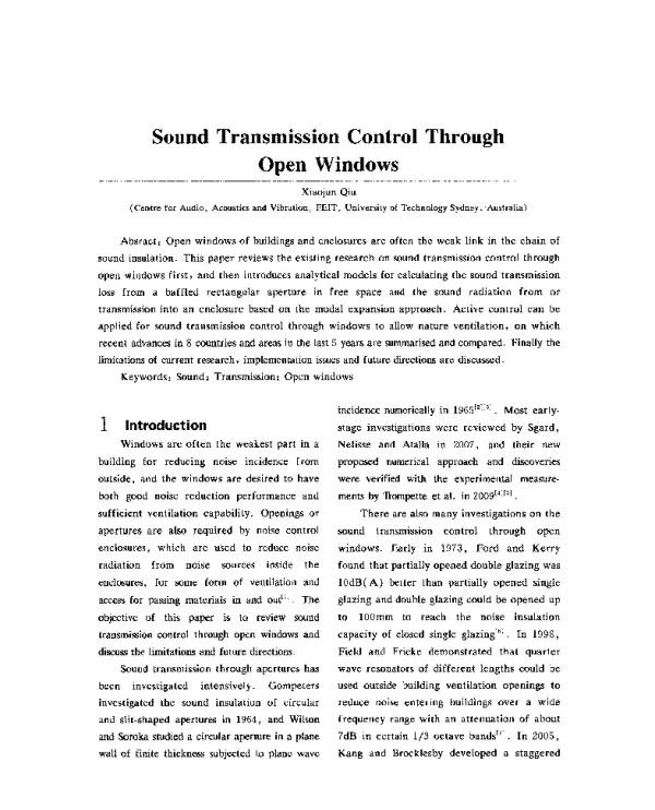 SoundTransmissionControlThroughOpenWindows