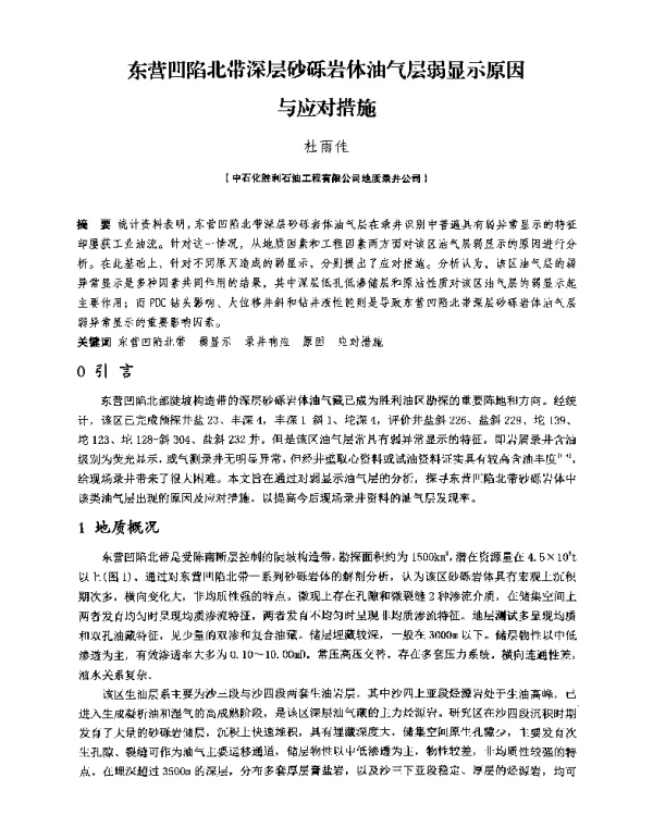 东营凹陷北带深层砂砾岩体油气层弱显示原因与应对措施