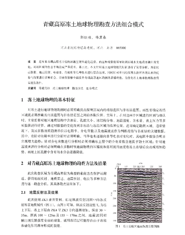 青藏高原冻土地球物理勘查方法组合模式