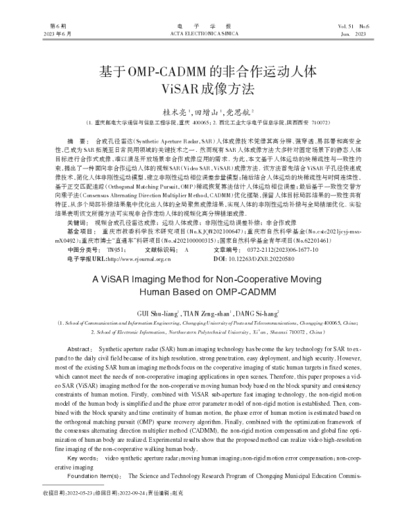 基于OMP-CADMM的非合作运动人体ViSAR成像方法