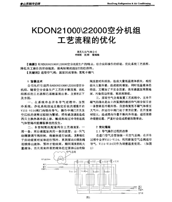 KDON2100022000空分机组工艺流程的优化