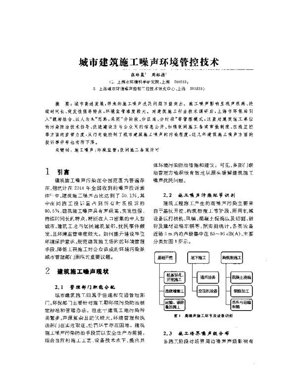 城市建筑施工噪声环境管控技术