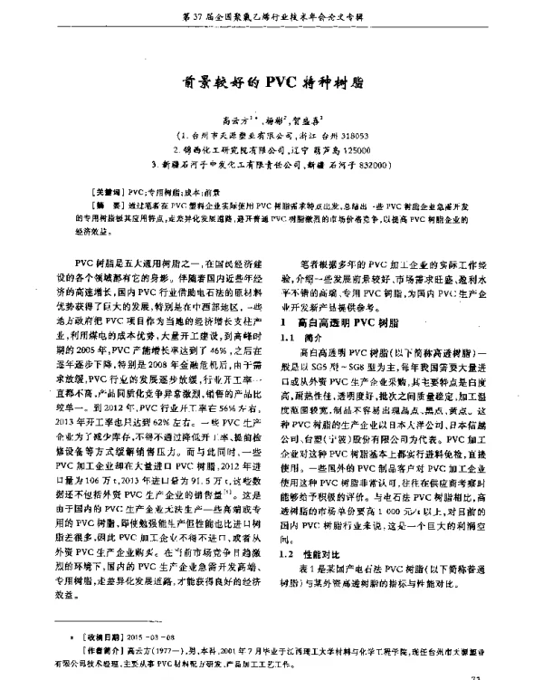 前景较好的PVC特种树脂