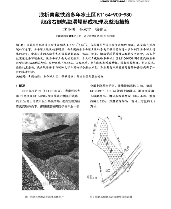 浅析青藏铁路多年冻土区K1154+900-980线路右侧热融滑塌形成机理及整治措施