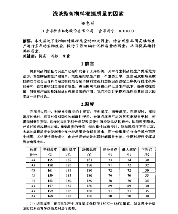 浅谈提高糊料混捏质量的因素