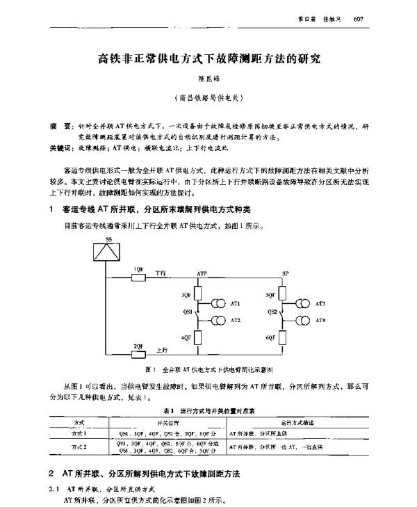 高铁非正常供电方式下故障测距方法的研究