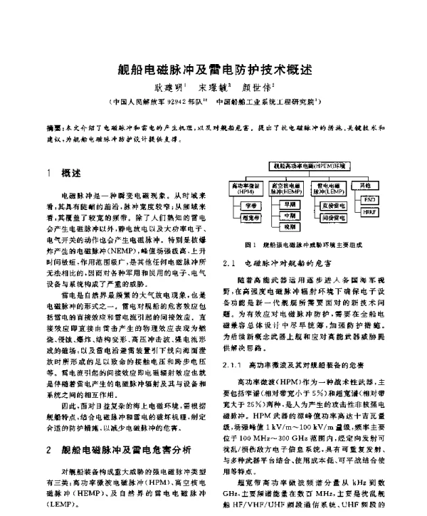 舰船电磁脉冲及雷电防护技术概述