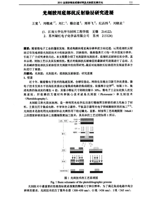 光刻胶用底部抗反射涂层研究进展