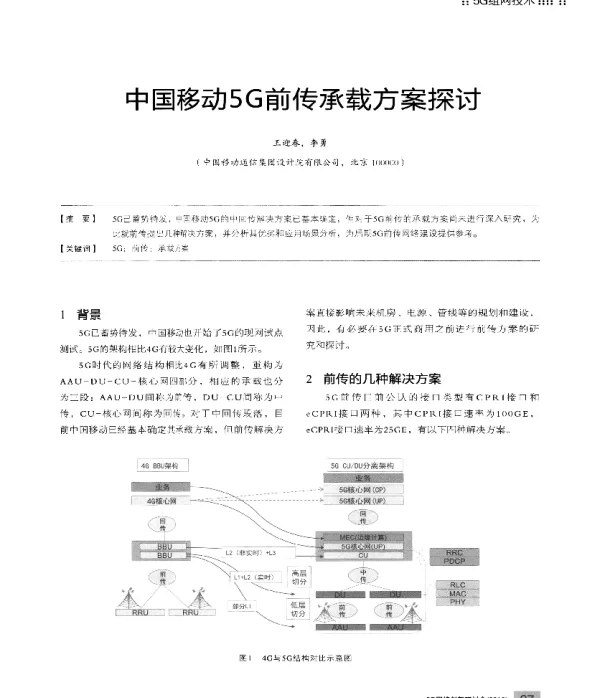 中国移动5G前传承载方案探讨