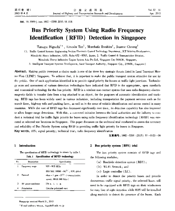 BusPrioritySystemUsingRadioFrequencyIdentification(RFID)DetectioninSingapore