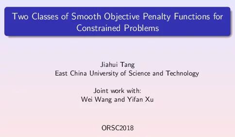 TwoClassesofSmoothObjectivePenaltyFunctionsforConstrainedProblems