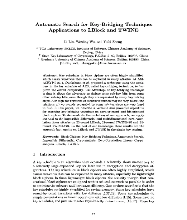 AutomaticSearchforKey-BridgingTechniqueApplicationstoLBlockandTWINE