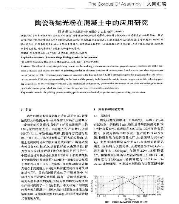 陶瓷砖抛光粉在混凝土中的应用研究