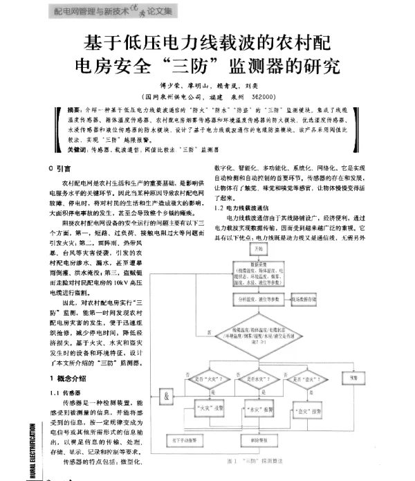 基于低压电力线载波的农村配电房安全三防监测器的研究