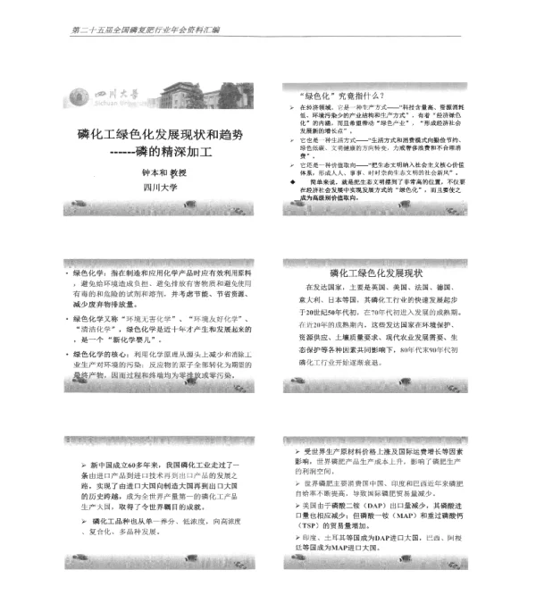 磷化工绿色化发展现状和趋势--磷的精深加工
