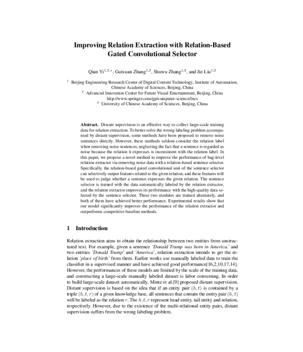 ImprovingRelationExtractionwithRelation-BasedGatedConvolutionalSelector
