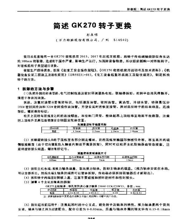 简述GK270转子更换