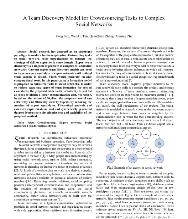 ATeamDiscoveryModelforCrowdsourcingTaskstoComplexSocialNetworks
