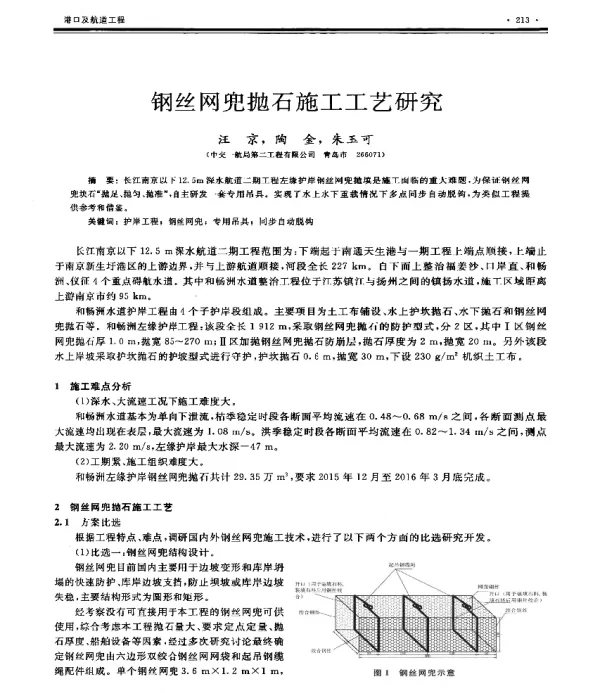 钢丝网兜抛石施工工艺研究
