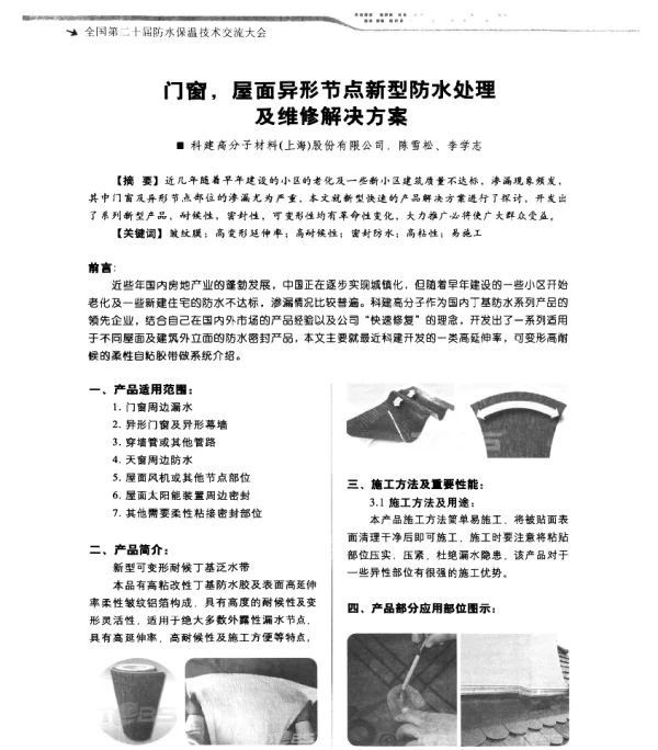 门窗屋面异形节点新型防水处理及维修解决方案