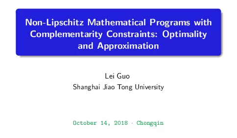 Non-LipschitzMathematicalProgramswithComplementarityConstraintsOptimalityandApproximation