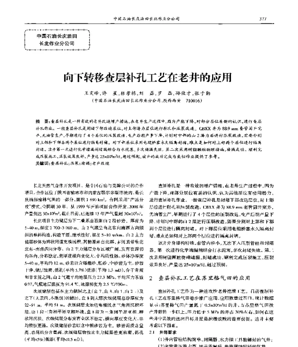 向下转移查层补孔工艺在老井的应用